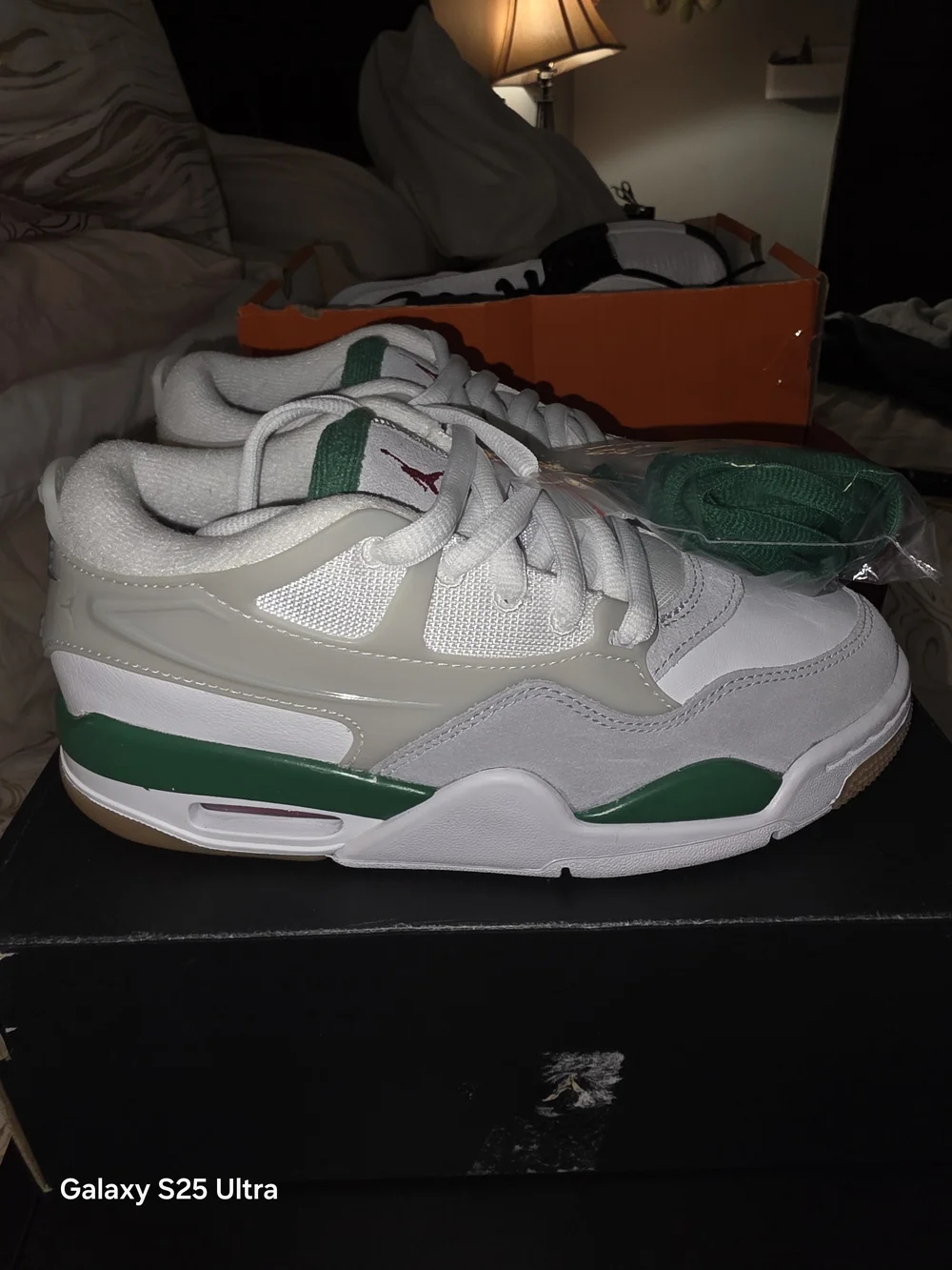 Air Jordan 4 RM. New In Box. Green, White & Grey. 4.5Y/6W